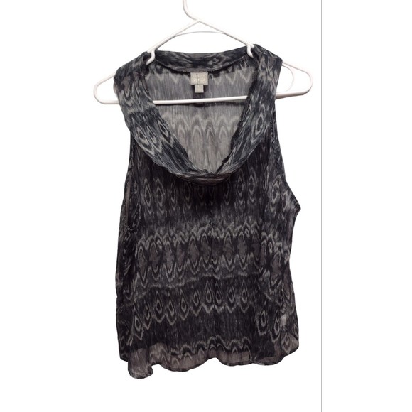 Converse All Star Chiffon Tank Blouse Women Large Black Lightweight Sheer - Picture 1 of 12